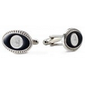 Oval Silvertone Finish Cuff Links